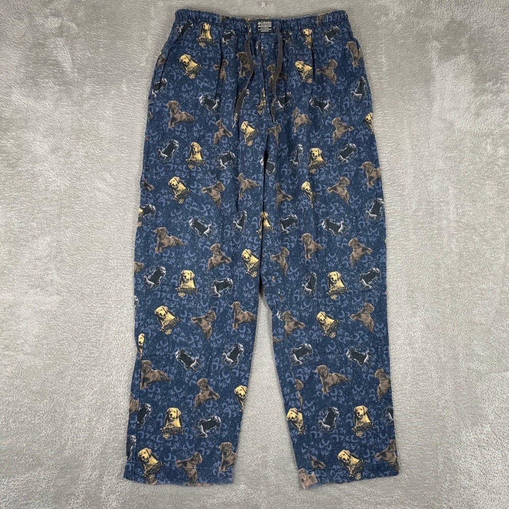Columbia Dog Print Pajama Pants Mens Medium Blue Labrador Lounge Sleepwear